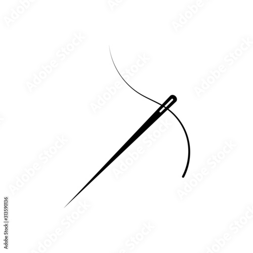 Black needle and thread icon vector illustration