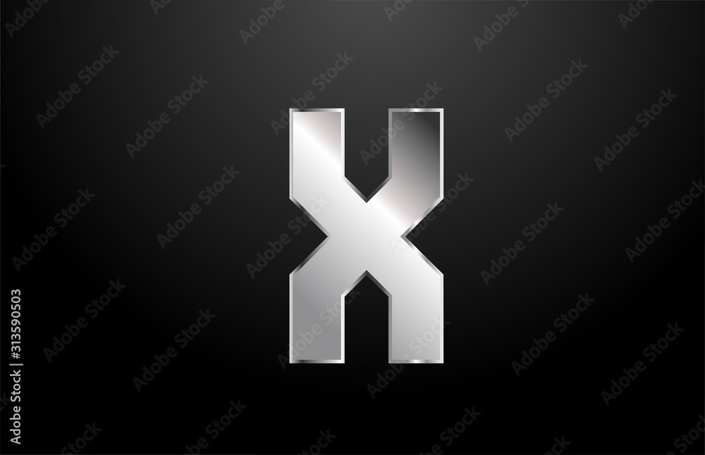 Obraz premium silver metal alphabet letter X logo icon design template