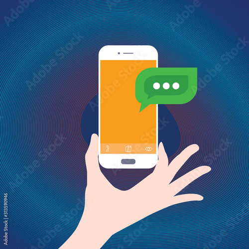 Texting flat illustration concept. Sms, instant messaging app, texting service