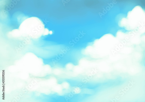 Draw the sky and clouds using the pen mouse.