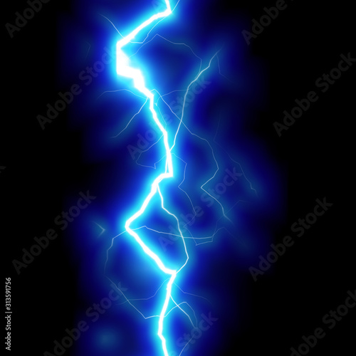 glowing blue lightning strike on black background © BORIS