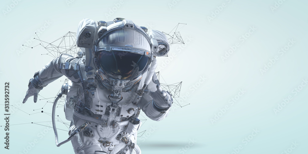 Spaceman running fast. Mixed media Spaceman running fast. Mixed media