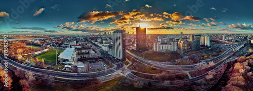 Obraz na płótnie Przepiękna Panorama Nowoczesnej Architektury Warszawy 