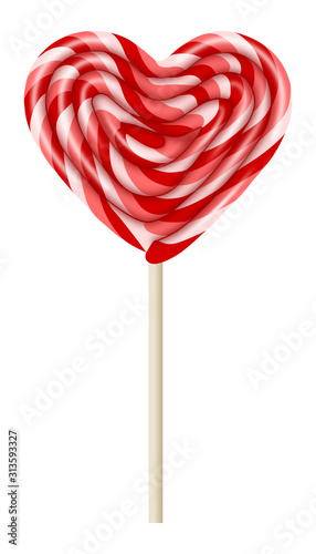 Canvas Print heart shaped lollipop isolated on white for valentine's day