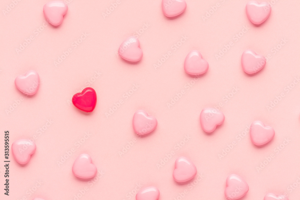 Valentines day background made of heart beads