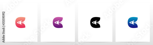 Rocket Launch On Letter Logo Design C