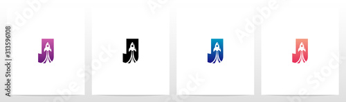 Rocket Launch On Letter Logo Design J