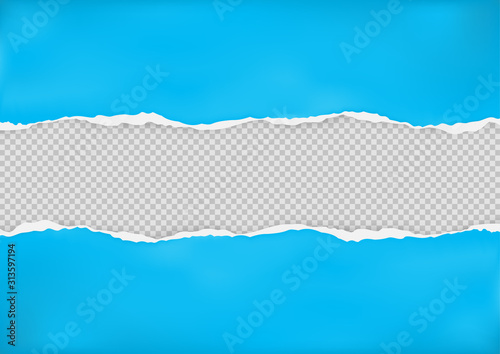 Torn paper on transparent background with space for text. Vector illustration.