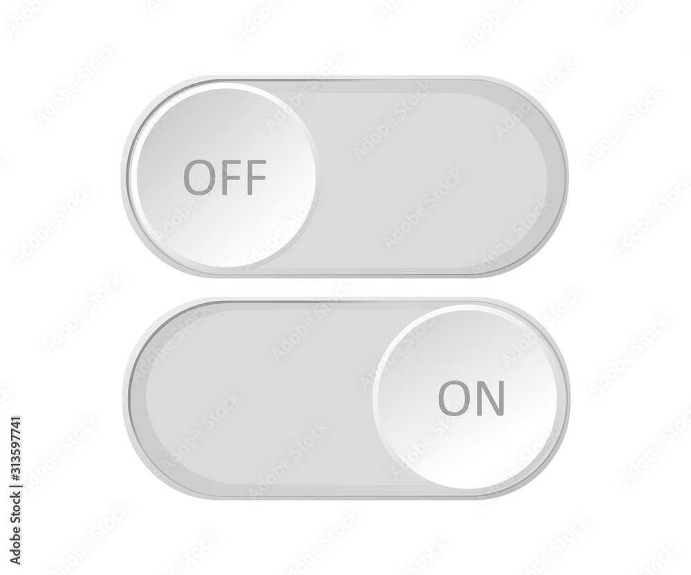 Icon On and Off toggle switch button. Icon On and Off toggle switch button.