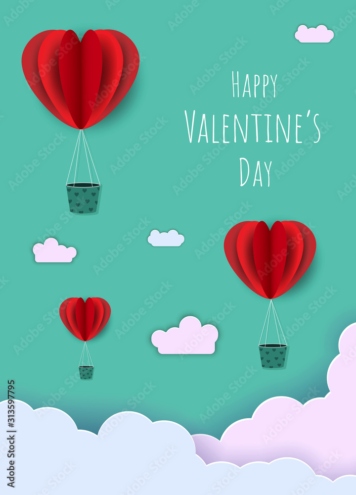 Happy valentines day typography vector illustration. Valentine's day card. Valentines Day background, Valentine's day banners, Valentine's Day flyer, vector banner. Vector paper art illustration.