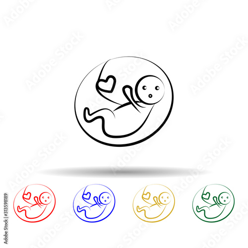 Pregnant love baby multi color style icon. Simple thin line, outline vector of maternity icons for ui and ux, website or mobile application