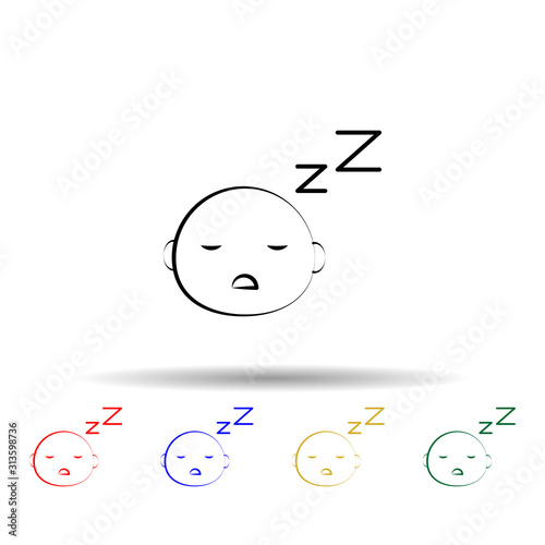 Sleeping child multi color style icon. Simple thin line, outline vector of maternity icons for ui and ux, website or mobile application