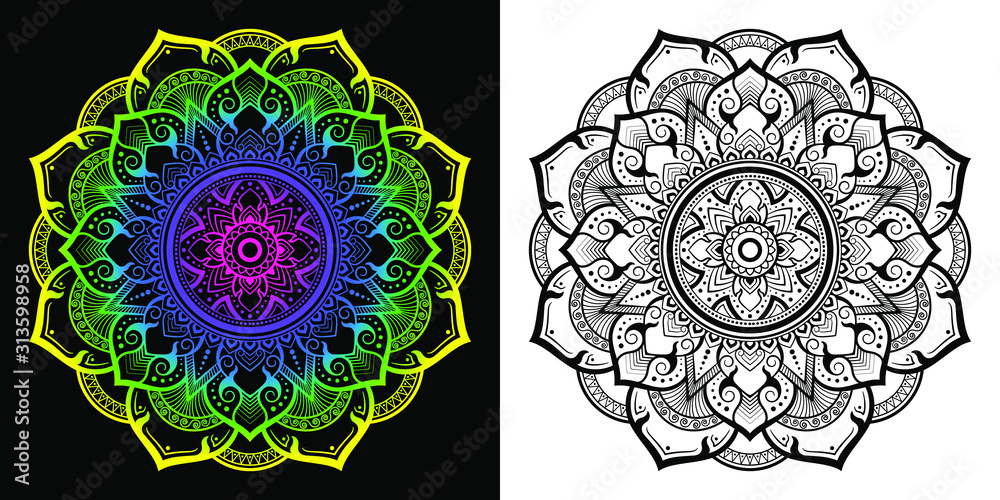 Mandala pattern in applied Thai style.