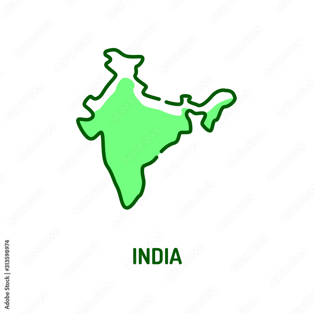 India color line icon. Country in South Asia. Border of the country. Pictogram for web page, mobile app, promo. UI UX GUI design element. Editable stroke.