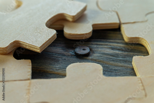 Close-up on plywood puzzles