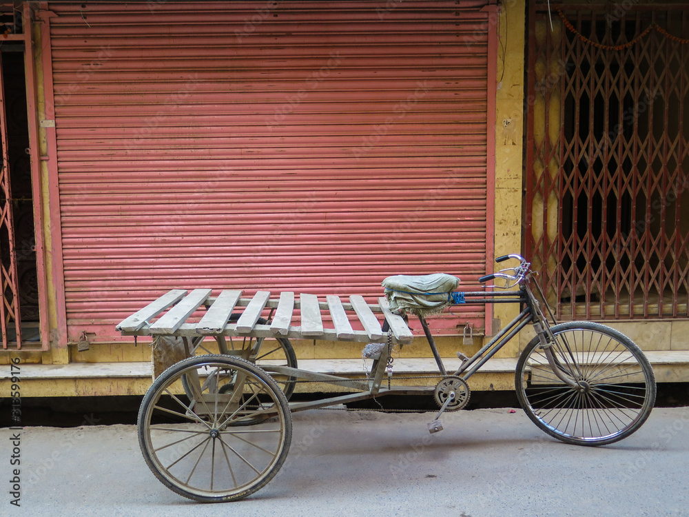 A rickshaw on the streets of Kathmandu, Nepal