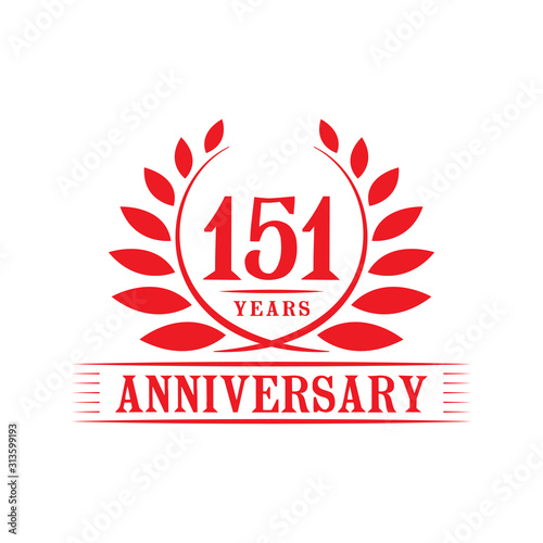 151 years logo design template. One hundred fifty first anniversary vector and illustration.