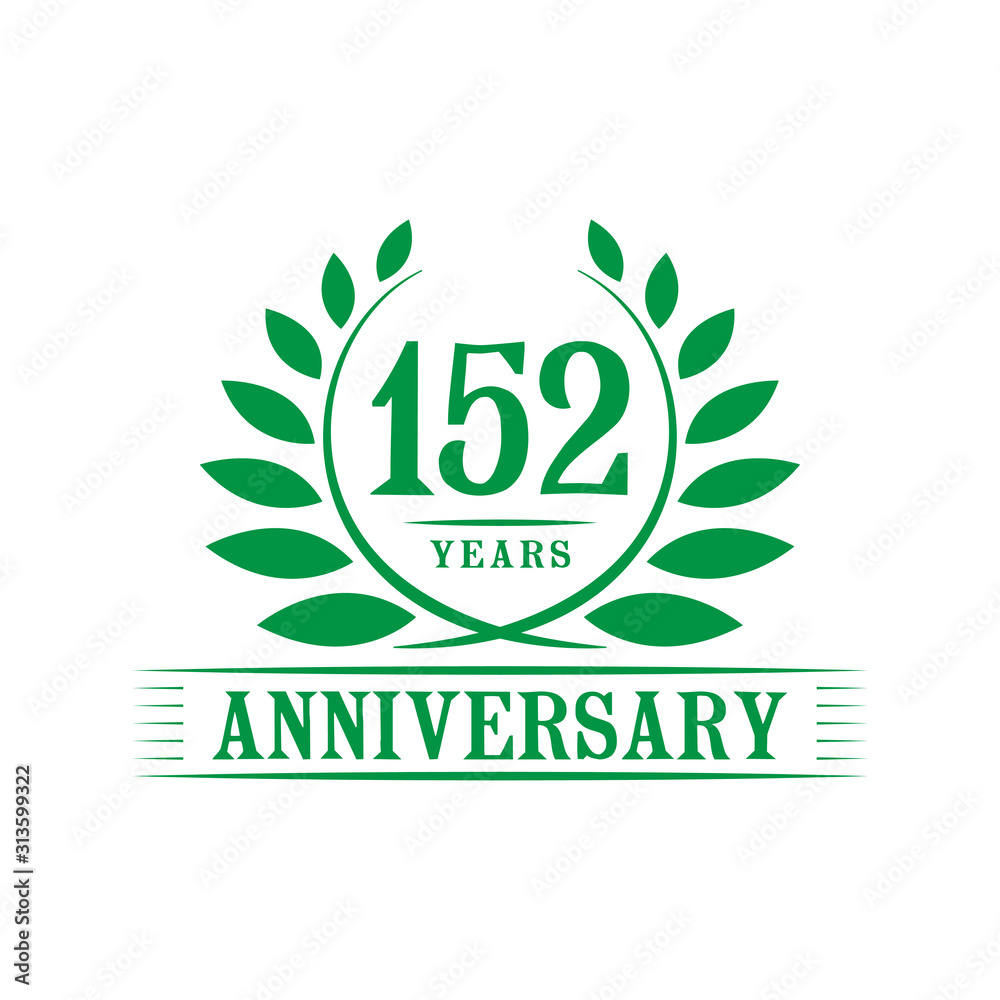 152 years logo design template. One hundred fifty second anniversary vector and illustration. 152 years logo design template. One hundred fifty second anniversary vector and illustration.