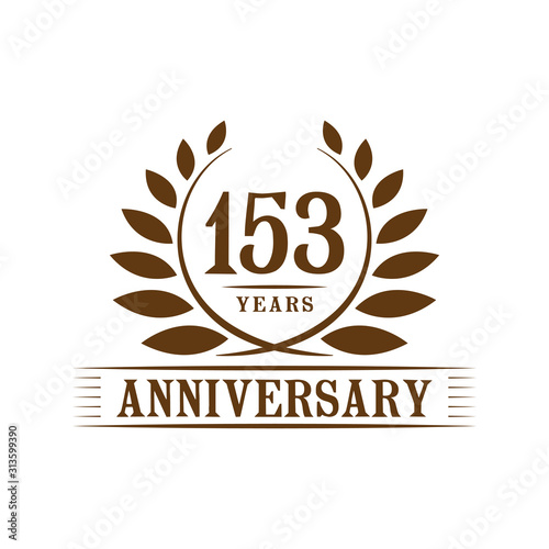 153 years logo design template. One hundred fifty third anniversary vector and illustration.