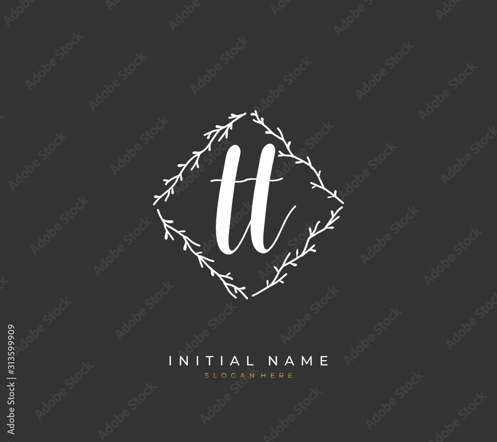 Handwritten initial letter T TT for identity and logo. Vector logo template with handwriting and signature style. Handwritten initial letter T TT for identity and logo. Vector logo template with handwriting and signature style.