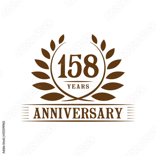158 years logo design template. One hundred fifty eighth anniversary vector and illustration.