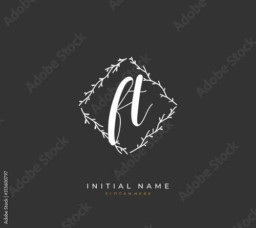 Handwritten initial letter F T FT for identity and logo. Vector logo template with handwriting and signature style.