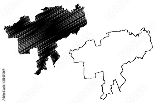 Causeni District (Republic of Moldova, Administrative divisions of Moldova) map vector illustration, scribble sketch Causeni map