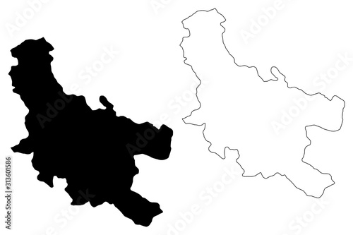 Nisava District (Republic of Serbia, Districts in Southern and Eastern Serbia) map vector illustration, scribble sketch Nisava map