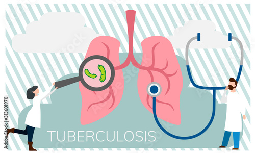 Pulmonology vector illustration. Flat tiny lungs healthcare persons concept. 