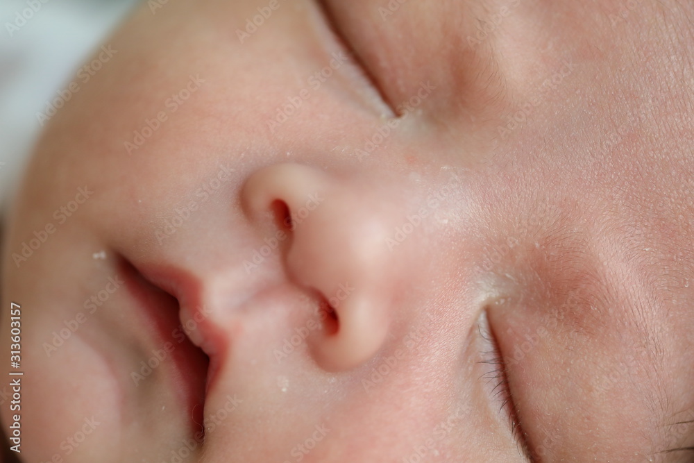 close up cute face of newborn baby softness sensitive skin close up cute face of newborn baby softness sensitive skin