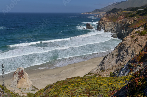 Rocky Creek Bridge beach on Big Sur coast (Monterey county, California)