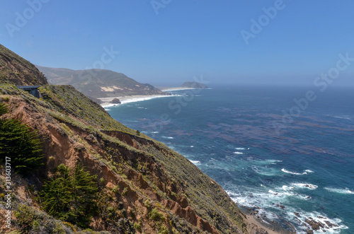 Big Sur coastline and Point Sur scenic view from Sea Otter Refuge View Point on Cabrillo Highway (Monterey County, California)