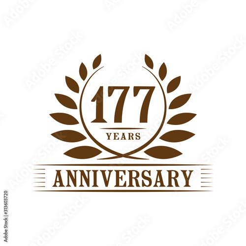 177 years logo design template. One hundred seventy seventh anniversary vector and illustration.