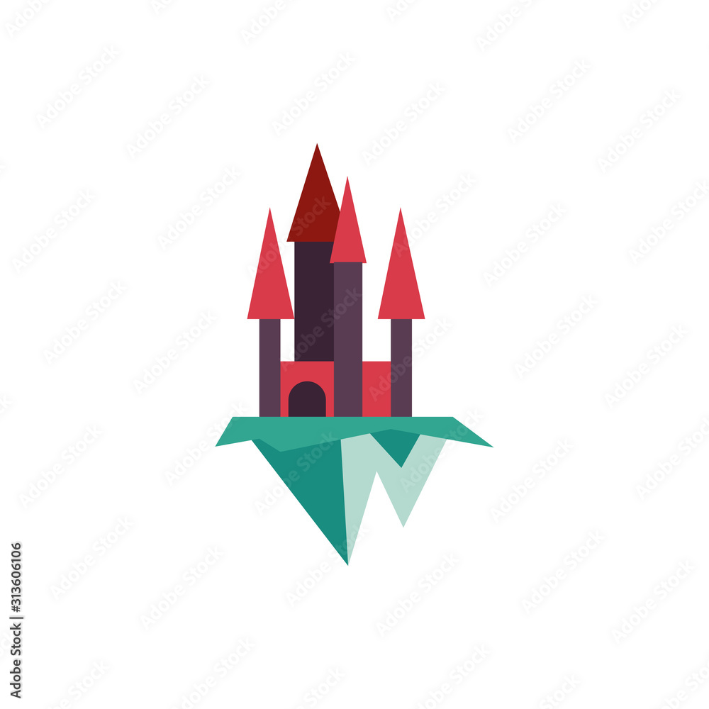 castle fairytale object isolated icon castle fairytale object isolated icon