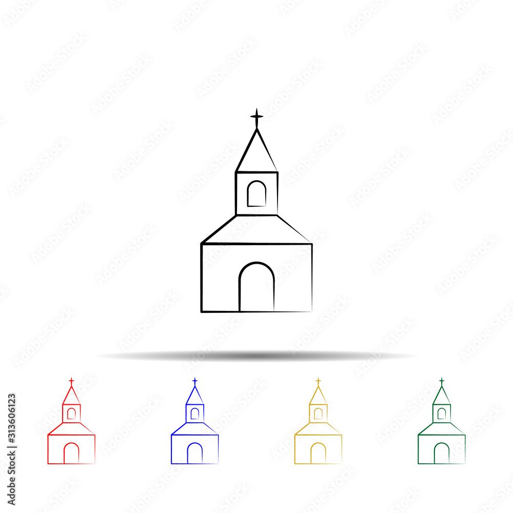 church multi color style icon. Simple thin line, outline vector of wedding icons for ui and ux, website or mobile application church multi color style icon. Simple thin line, outline vector of wedding icons for ui and ux, website or mobile application