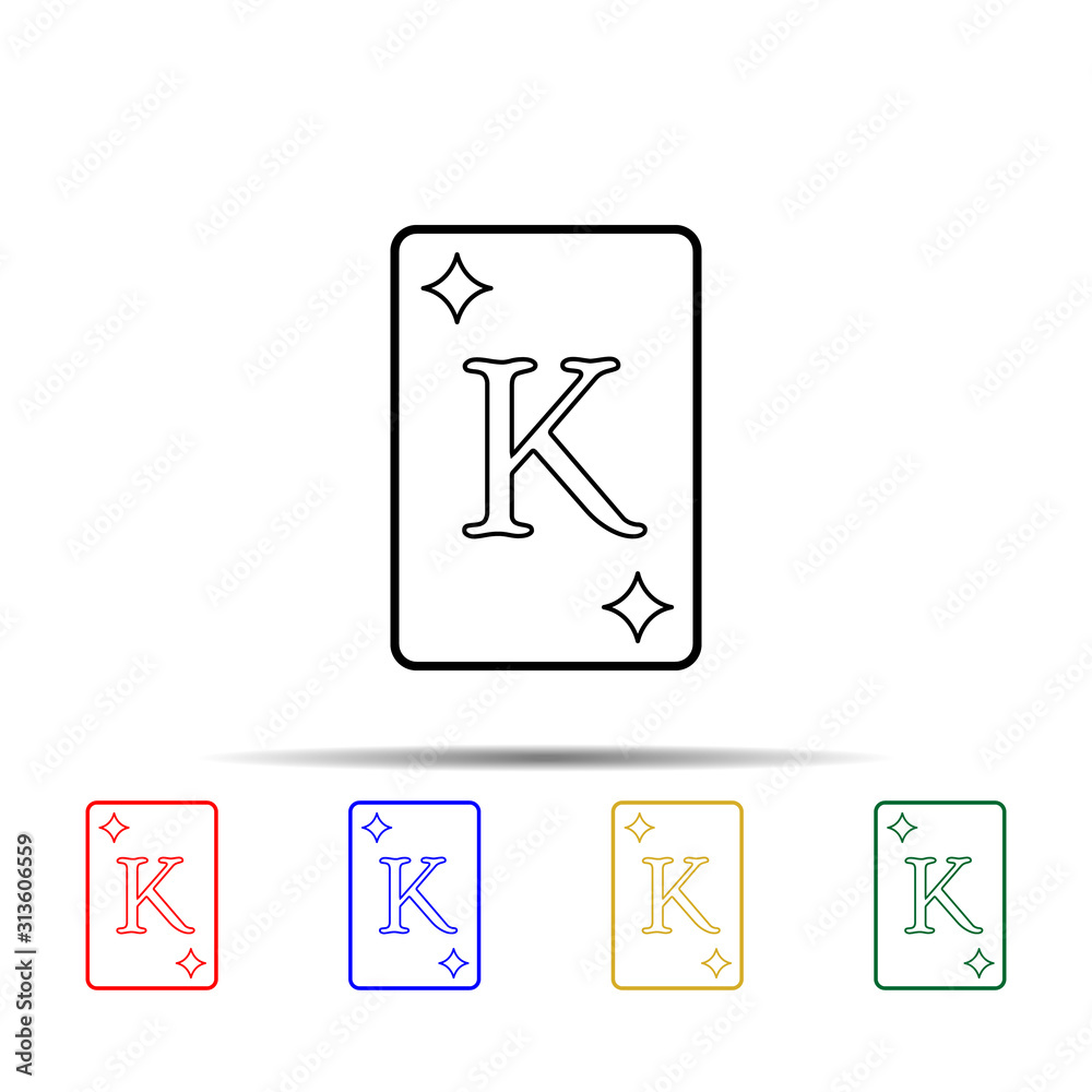 playing cards tambourine K multi color style icon. Simple thin line, outline vector of casino icons for ui and ux, website or mobile application playing cards tambourine K multi color style icon. Simple thin line, outline vector of casino icons for ui and ux, website or mobile application