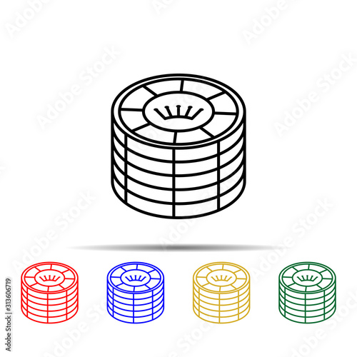 stack of game chips multi color style icon. Simple thin line, outline vector of casino icons for ui and ux, website or mobile application