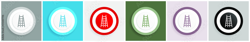 Double ladder icon, step, climb, tool, level vector illustrations in 6 colors options for web design and mobile applications in eps 10 Double ladder icon, step, climb, tool, level vector illustrations in 6 colors options for web design and mobile applications in eps 10