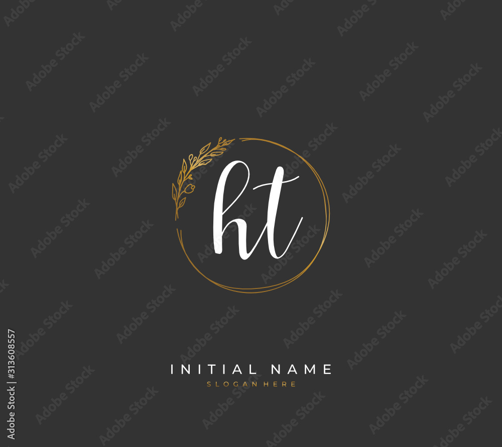 Handwritten initial letter H T HT for identity and logo. Vector logo template with handwriting and signature style. Handwritten initial letter H T HT for identity and logo. Vector logo template with handwriting and signature style.