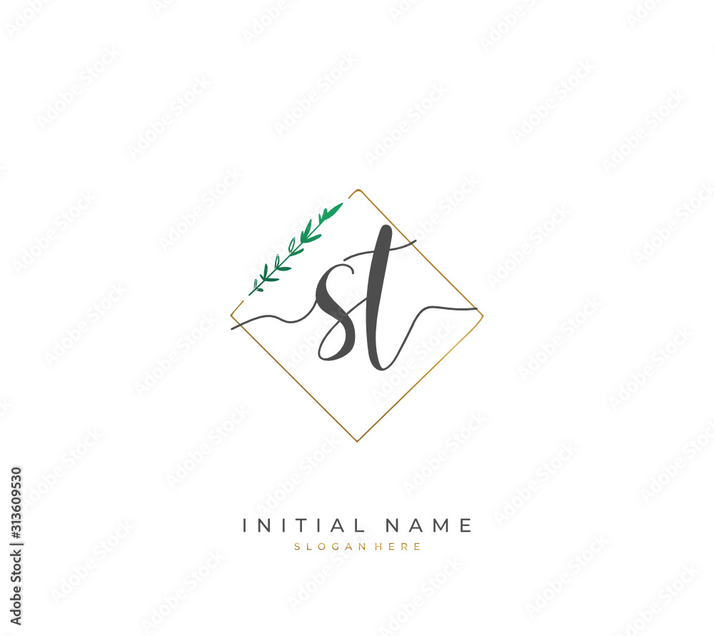 Handwritten initial letter S T ST for identity and logo. Vector logo template with handwriting and signature style. Handwritten initial letter S T ST for identity and logo. Vector logo template with handwriting and signature style.