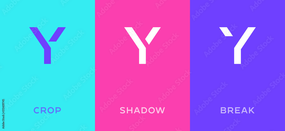 Set of letter Y minimal logo icon design template elements - obrazy, fototapety, plakaty 