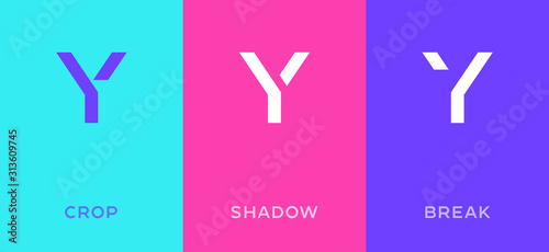 Set of letter Y minimal logo icon design template elements