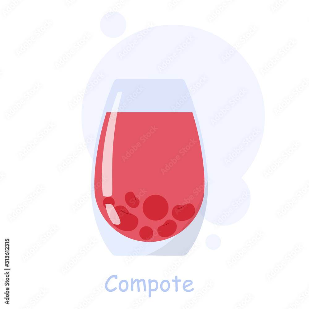 Cherry compote in a glass. Fresh compote, fruit juice. Cherry compote in a glass. Fresh compote, fruit juice.