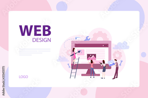 Mobile app and web development banner concept set.