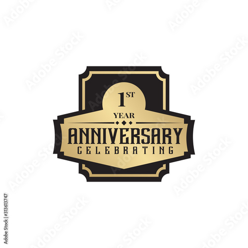 1st year anniversary logo design vector template