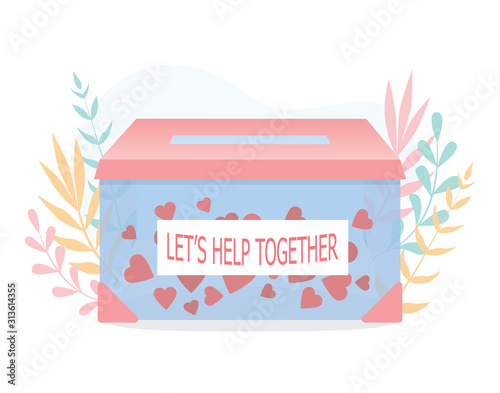 Donation concept. Hearts in the box as a methaphor of philanthropy.