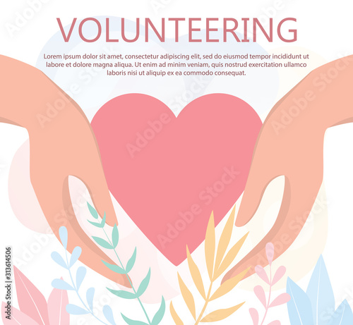 Volunteering web banner concept. Team of volunteers help people,