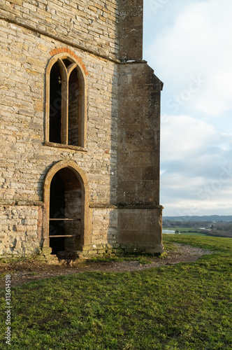 BURROWBRIDGE, SOMERSET, ENGLAND. Burrow Mump church ruins.