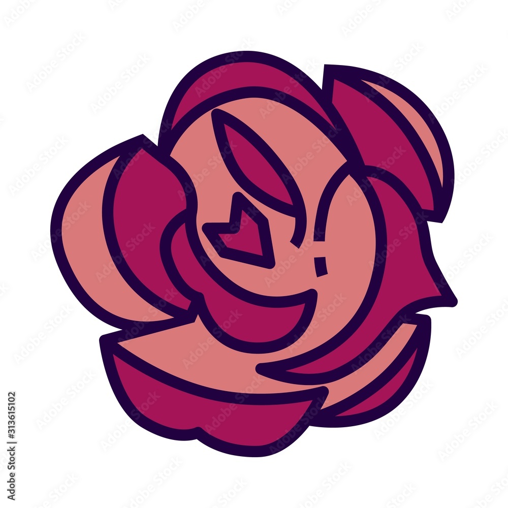 Rose icon in flate stile and pixel perfect technique.