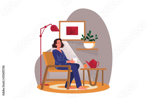 Woman having a breakfast in the morning